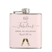 60 fantastische verjaardagsfoto roos gouden blozen heupfles (Voorkant)