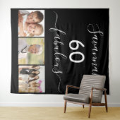 60 fantastische zwarte fotoverjaardagsfeestje wandkleed (In Situ (horizontaal))