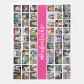 60 Foto Collage Grid - Script Text - hot roze Fleece Deken (Voorkant)