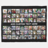 60 Foto Collage Raster - Zwart met Witte Tekst Fleece Deken (Voorkant (Horizontaal))