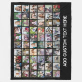 60 Foto Collage Raster - Zwart met Witte Tekst Fleece Deken (Voorkant)