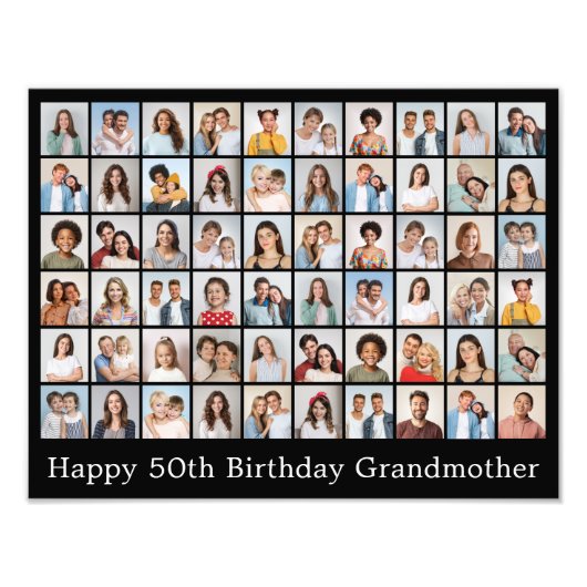 60 Foto Collage Voeg Je Eigen Groet Toe Afdruk (Voorkant)