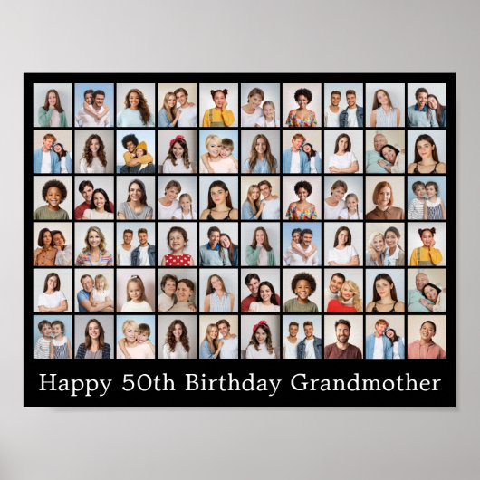 60 Foto Collage Voeg Je Eigen Groet Toe Poster (Voorkant)