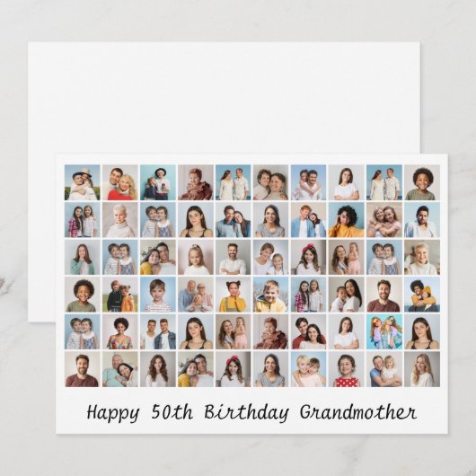 60 Fotocollage Naam toevoegen/Verjaardag Kaart beg (Voorkant / Achterkant)