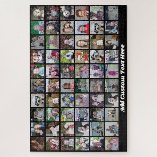 60 Fotocollage Raster - Script Text - zwart Legpuzzel (Verticaal)