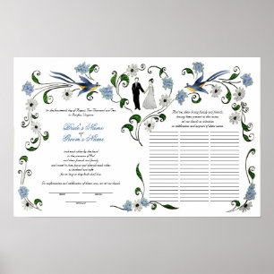 60 gasten Quaker Wedding in zomer - blauw, wit Poster