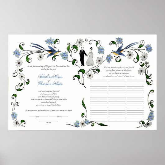 60 gasten Quaker Wedding in zomer - blauw, wit Poster (Voorkant)