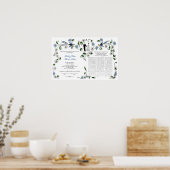 60 gasten Quaker Wedding in zomer - blauw, wit Poster (Keuken)