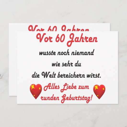 60. Geburtstag Spruch und Gratulation (Voorkant / Achterkant)