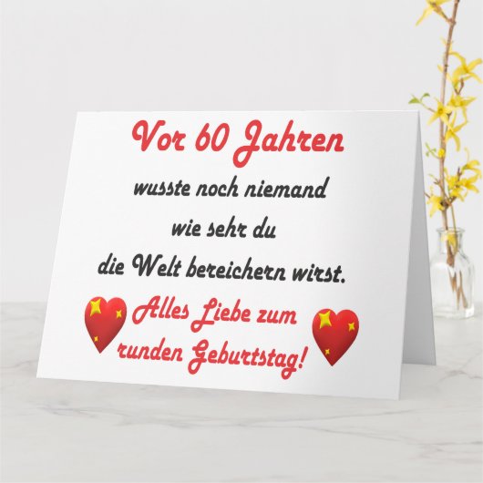 60. Geburtstag Spruch und Gratulation Kaart (Gele Bloem)