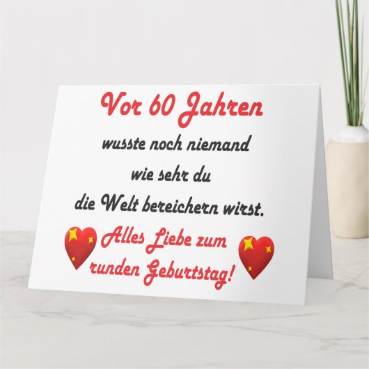 60. Geburtstag Spruch und Gratulation Kaart (Voorkant)