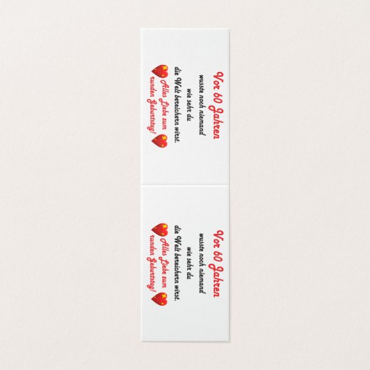 60. Geburtstag Spruch und Gratulation Kaart (Buitenkant ongevouwen)