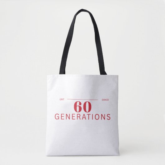 60 Generaties Volharding & Gratie Tote Bag (Voorkant)