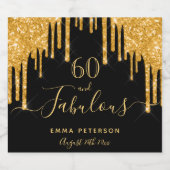 60 geweldige verjaardag zwarte glitter goudsparkle sparkling wijnetiket (Enkel label)