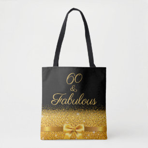 60 geweldige verjaardag zwarte gouden elegante boo tote bag