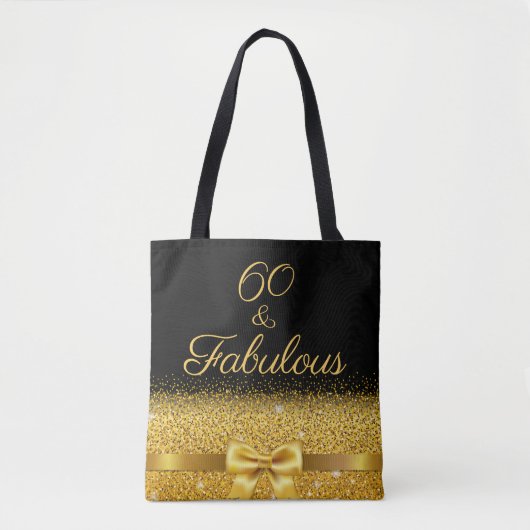 60 geweldige verjaardag zwarte gouden elegante boo tote bag (Voorkant)
