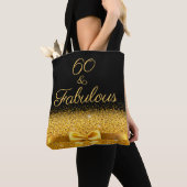 60 geweldige verjaardag zwarte gouden elegante boo tote bag (Dichtbij)