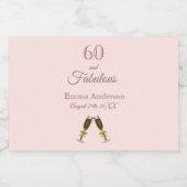 60 geweldige verjaardagsfeestje roos goudroze mono sparkling wijnetiket (Enkel label)