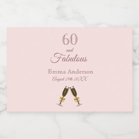 60 geweldige verjaardagsfeestje roos goudroze mono sparkling wijnetiket (Enkel label)