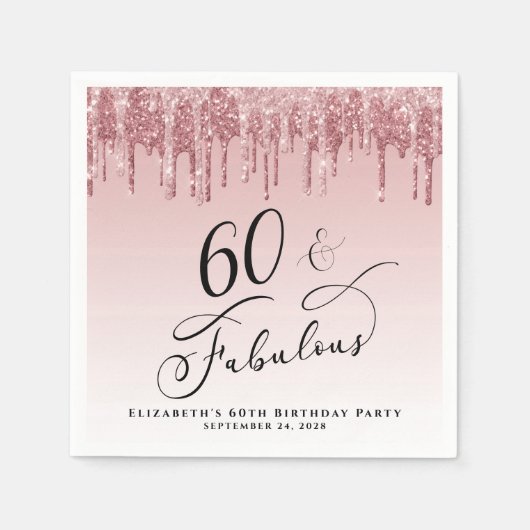 60 Glitter Roos Gold Pink Servet (Voorkant)