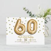 60 gouden ballonnen en Confetti 60ste verjaardagsf Kaart (Staand voorkant)