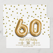 60 gouden ballonnen en Confetti 60ste verjaardagsf Kaart (Voorkant / Achterkant)