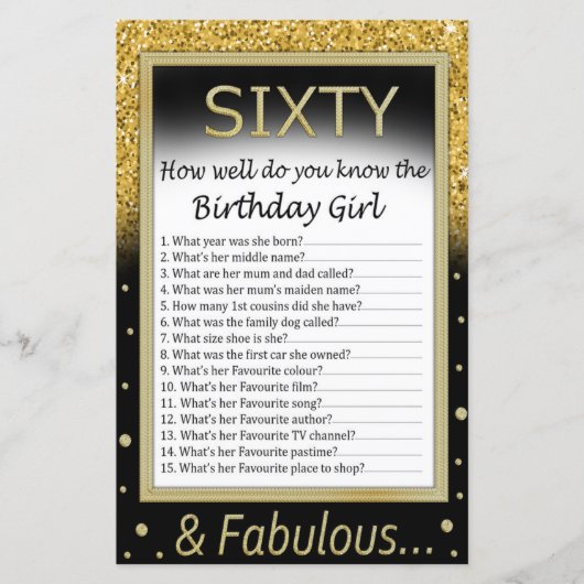 60 Hoe goed ken je het verjaardagsmeisje? (Voorkant)