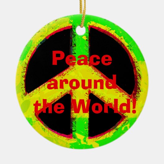 60-inch hippy Peace Sign Retro Art Keramisch Ornament (Voorkant)