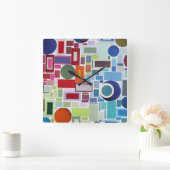 60-inch Retro Disco Color Chart Collage Abstract Vierkante Klok (Huis)