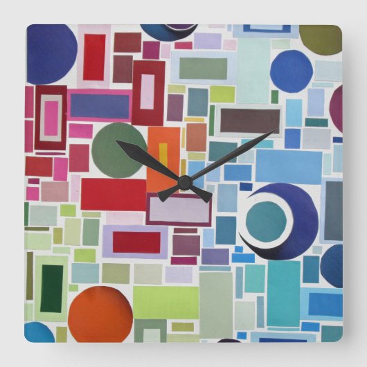 60-inch Retro Disco Color Chart Collage Abstract Vierkante Klok (Voorkant)