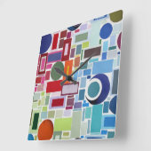 60-inch Retro Disco Color Chart Collage Abstract Vierkante Klok (Hoek)