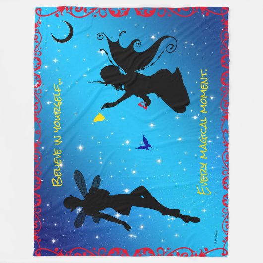 60-inch X80-inch Elf Fairy & Butterfly-Believe in  Fleece Deken (Voorkant)