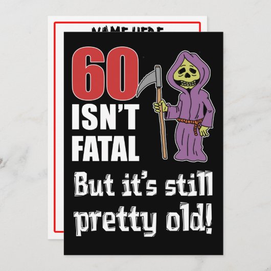 60 is niet fataal, maar ouwe grappige grim reaper  kaart (Voorkant / Achterkant)