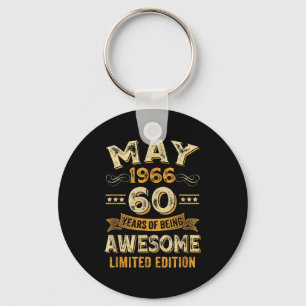 60 jaar awesome vintage mei 1966 60ste verjaardag sleutelhanger