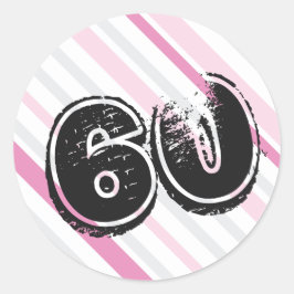 60 jaar Bday Pink - 60 jaar geboortedag Ronde Sticker