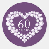 60 jaar diamanten hart paarse & witte sticker (Voorkant)