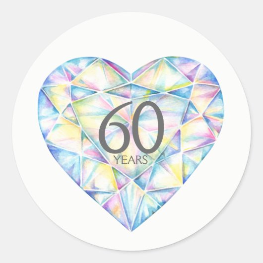 60 jaar diamanten hart waterverf kunst stickers (Voorkant)