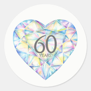 60 jaar diamanten hart waterverf kunst stickers