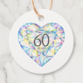 60 jaar diamanten hart waterverf kunst stickers bedankjes labels