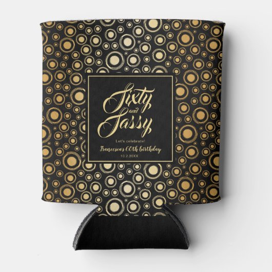 60 jaar en 60 jaar oud zwart blikjeskoeler (Voorkant)