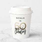 60 jaar en fabelachtig goud met metalen verjaardag papieren bekers (Voorkant)