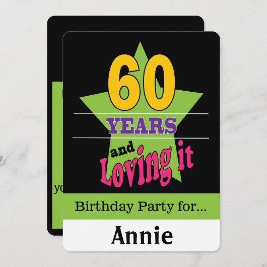 60 jaar en liefhebbend kaart (Voorkant / Achterkant)