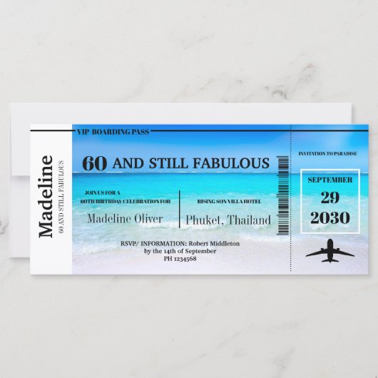 60 jaar en nog steeds Fabulous Boarding Pass Birth (Voorkant)