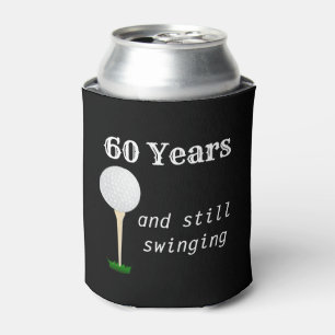60 jaar en nog steeds swingende golfbal blikjeskoeler