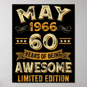 60 jaar geweldig vintage mei 1966 60ste verjaardag poster