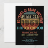 60 jaar Geweldige 1963 Verjaardagsfeest Kaart (Voorkant / Achterkant)