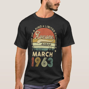 60 jaar Geweldige Retro 60e bi maart 1963 T-shirt