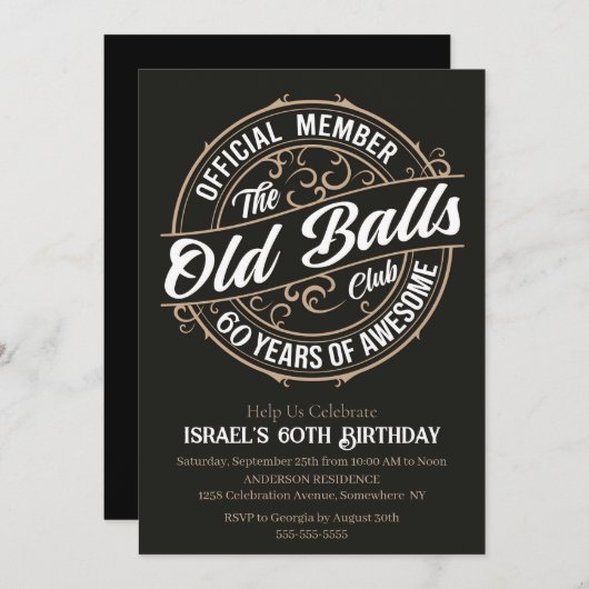 60 jaar Geweldige, verjaardagsuitnodiging Kaart (Voorkant / Achterkant)