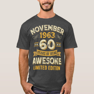 60 jaar Geweldige Vintage november 1963 60e geboor T-shirt
