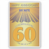 60 Jaar | Gouden Straal 12 Stappen AANGEPASTE NAAM Sticker (Voorkant)